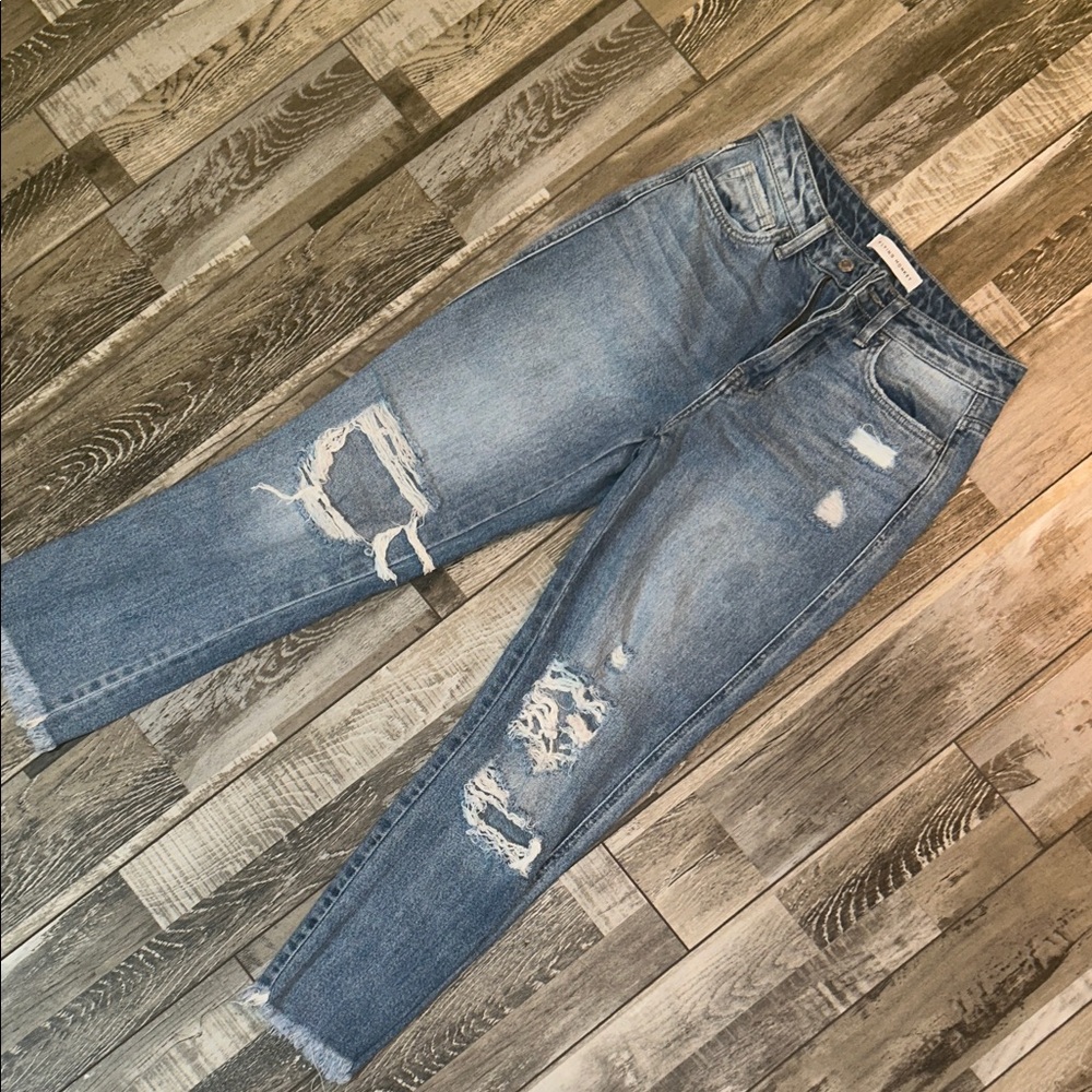 Flying Monkey Light Blue Distressed Boyfriend Jeans